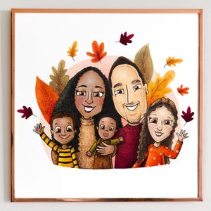 Custom Family Portrait, Family Illustration, Custom Family Gift, Family cartoon Portrait Christmas gift- Digital File only