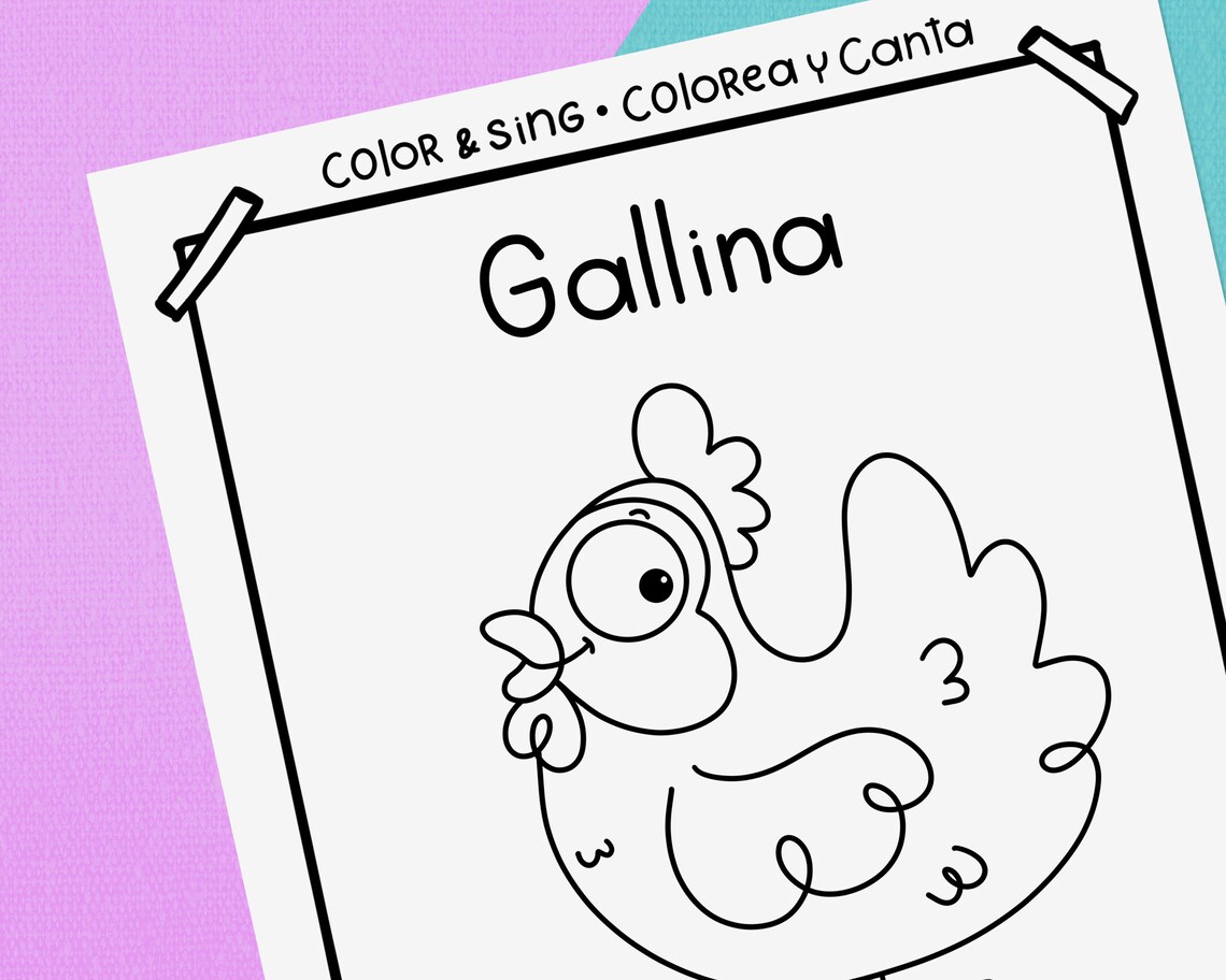 Coloring Page for Kids. Spanish English Printable Coloring | Etsy Canada