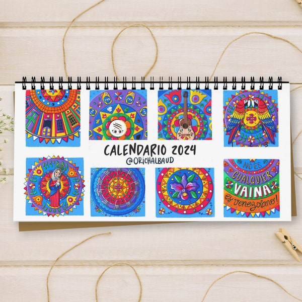 Desk Calendar 2024 Venezuela. Venezuelan Maracaibo Calendar. Office Desk Yearly Accessories