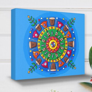 Venezuelan gaittas Illustration Art Canvas Gallery Wraps. Colorful Venezuela Canvas Print Wall Art. Tapiz Guajiro Art Wall De