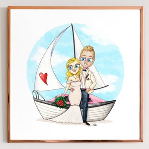 Wedding couple cartoon Custom Portrait. Wedding cartoon. Wedding caricature.  Personalized Wedding Gift - Digital File Only