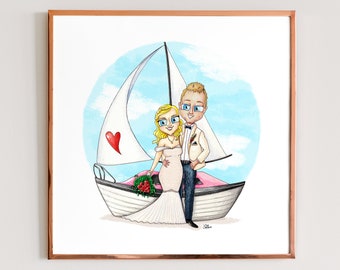 Wedding couple cartoon Custom Portrait. Wedding cartoon. Wedding caricature.  Personalized Wedding Gift - Digital File Only