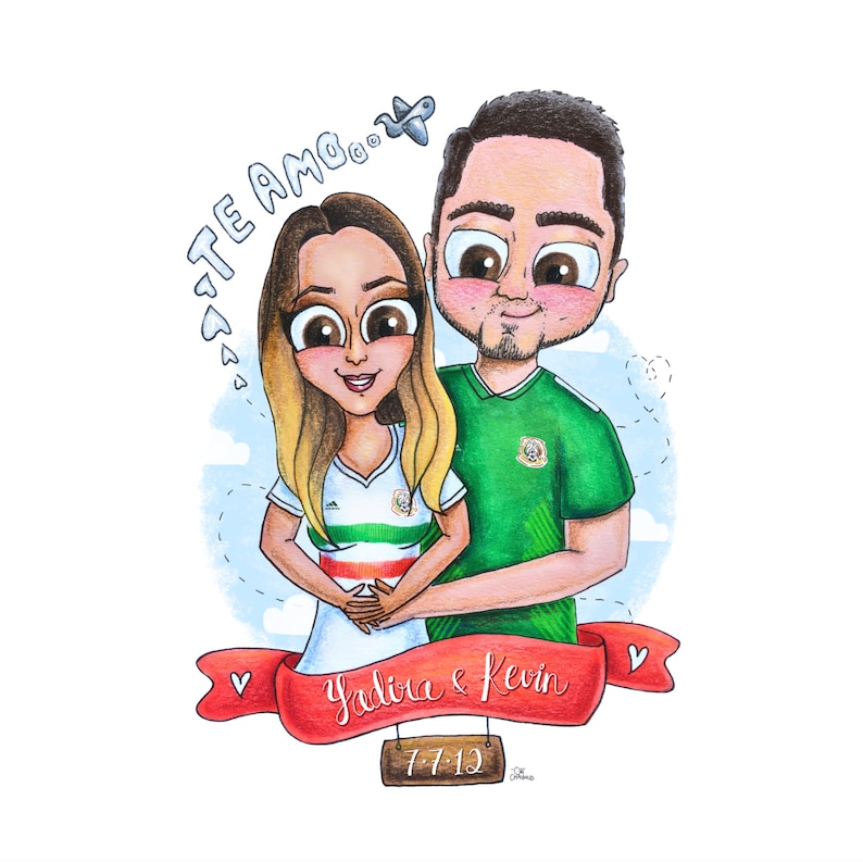 Long Distance Relationship portrait. LDR Couple Cartoon | Etsy