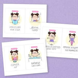 Custom Bedtime Routine Printable Cards. Night Schedule Toddler, Spanish ...