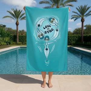 Serviette de plage de nage synchronisée pour fille. Serviette de bain. Serviette de piscine artistique
