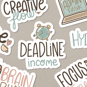 Mindful Productivity Planner Printable Stickers. Work Journal Digital. Productivity Schedule Sticker, focus time Print Instant Download