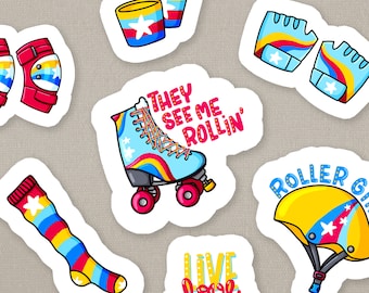 Roller Skating Planner Printable Stickers. Roller Skate Derby Girls