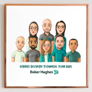 Custom Group Portrait coworkers Reunion Drawing Class of portrait Workers Cartoon Gift for coworker Office gift - Only Digital File