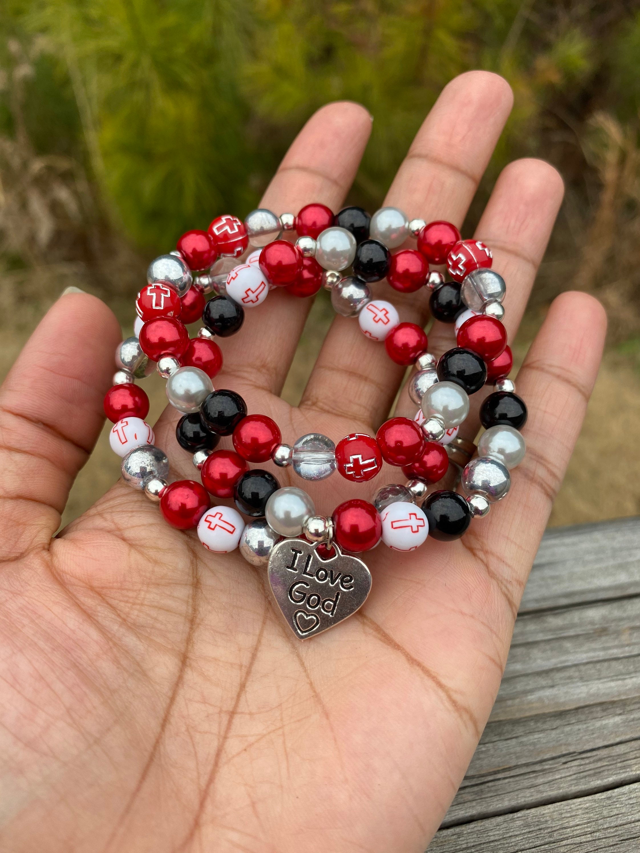 Christian Beaded Bracelets Red Bracelet Valentines Day Etsy