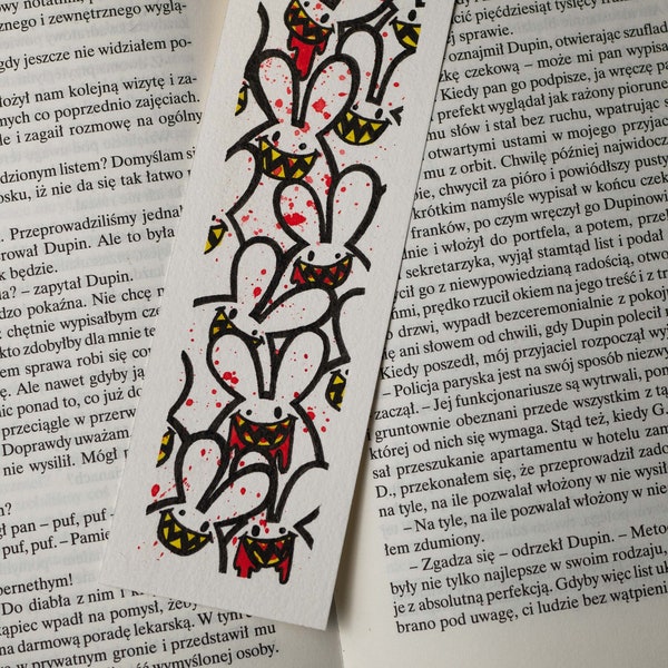 OUTLET LIMITED Psycho Bunnies bookmark white edition / NOT printed / watercolor zombie book marker