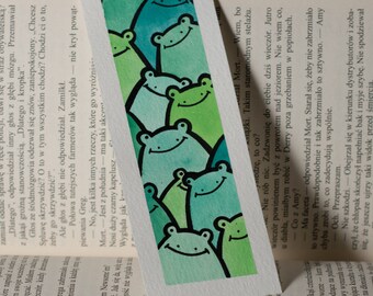 Frog bookmark /NOT PRINTED/ watercolor frog book marker OOAK