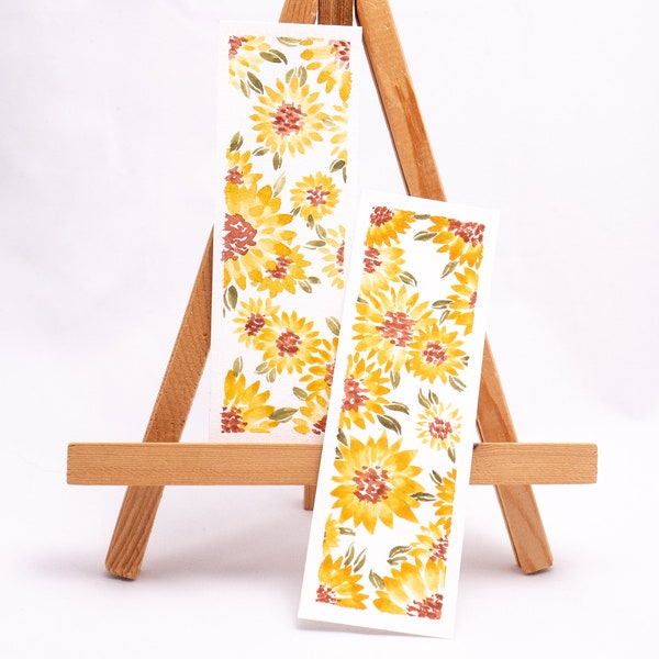 SUNFLOWER bookmark handpainted watercolor book marker with sun flowers ooak