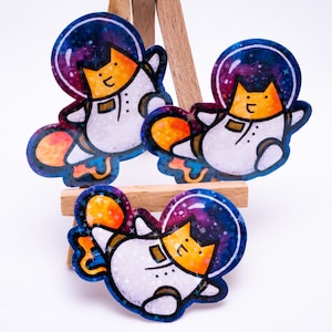 Adesivo in vinile CATSTRONAUT gatto in tuta da astronauta OOAK arte spaziale gatto gattino nel cosmo arte galassia