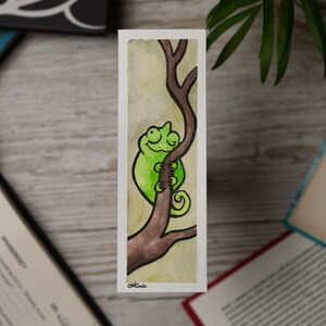 OOAK CHAMELEON bookmark watercolor chameleon book marker not a print image 9