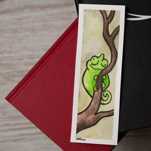 OOAK CHAMELEON bookmark watercolor chameleon book marker not a print image 4