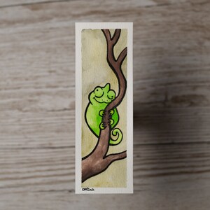 OOAK CHAMELEON bookmark watercolor chameleon book marker not a print image 6