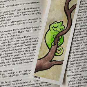 OOAK CHAMELEON bookmark watercolor chameleon book marker not a print image 1