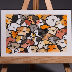 Aquarell MINI Meerschweinchen / Unikat / Unikat / NICHT GEDRUCKT