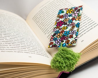 FLOWERS bookmark handdrawn flowers illustration lovely book marker OOAK