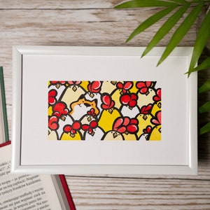 MINI fox in chickens watercolor painting 'ChickenCOP' / ooak NOT PRINTED