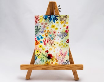 MINI flower power watercolor painting meadow watercolor art / ooak NOT PRINTED