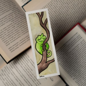 OOAK CHAMELEON bookmark watercolor chameleon book marker not a print image 2