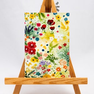 MINI flower power watercolor painting meadow watercolor art / ooak NOT PRINTED