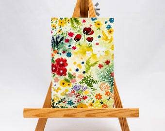 MINI flower power watercolor painting meadow watercolor art / ooak NOT PRINTED