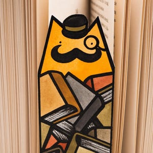 Cat GENTLEMAN bookmark distinguished gentlemen cat watercolor cat book marker OOAK