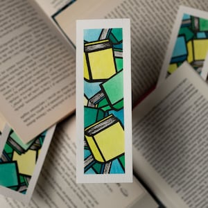 BOOK bookmark handpainted watercolor book marker full of books ooak NOT PRINTS