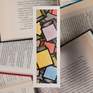 Book bookmark /NOT PRINTED/ handpainted watercolor book marker full of books OOAK