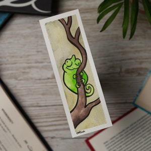 OOAK CHAMELEON bookmark watercolor chameleon book marker not a print image 7