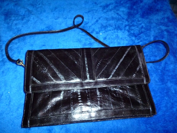 Black eel skin clutch - image 1