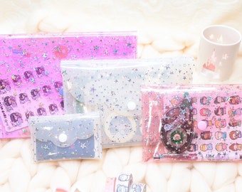 Pouch with button/Jelly Star/Wallet/Pochette/Planner Accessories