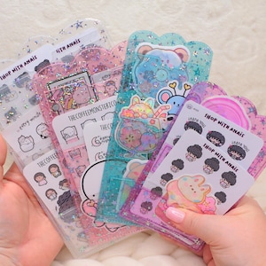 Hobonichi and Stalogy Bookmark with Three Pockets/Page Marker/Jelly Star or Glitter Pvc/Planner Accessories