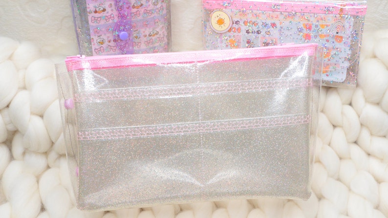 Glitter Pvc XL Planner and Bag Organizer with pockets and zip/Planner Accessories image 7