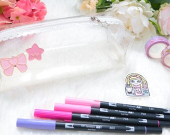 Pencil Case/Pencil Case Pvc Glitter Planner Accessories Star Zip