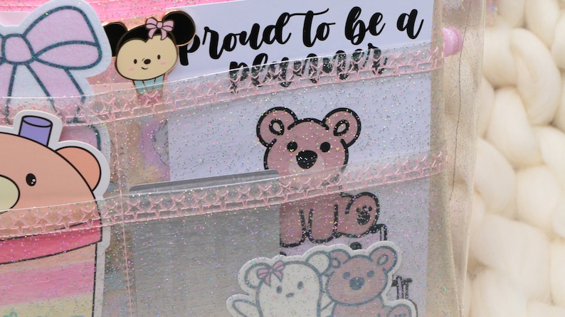 Glitter Pvc XL Planner and Bag Organizer with pockets and zip/Planner Accessories image 3