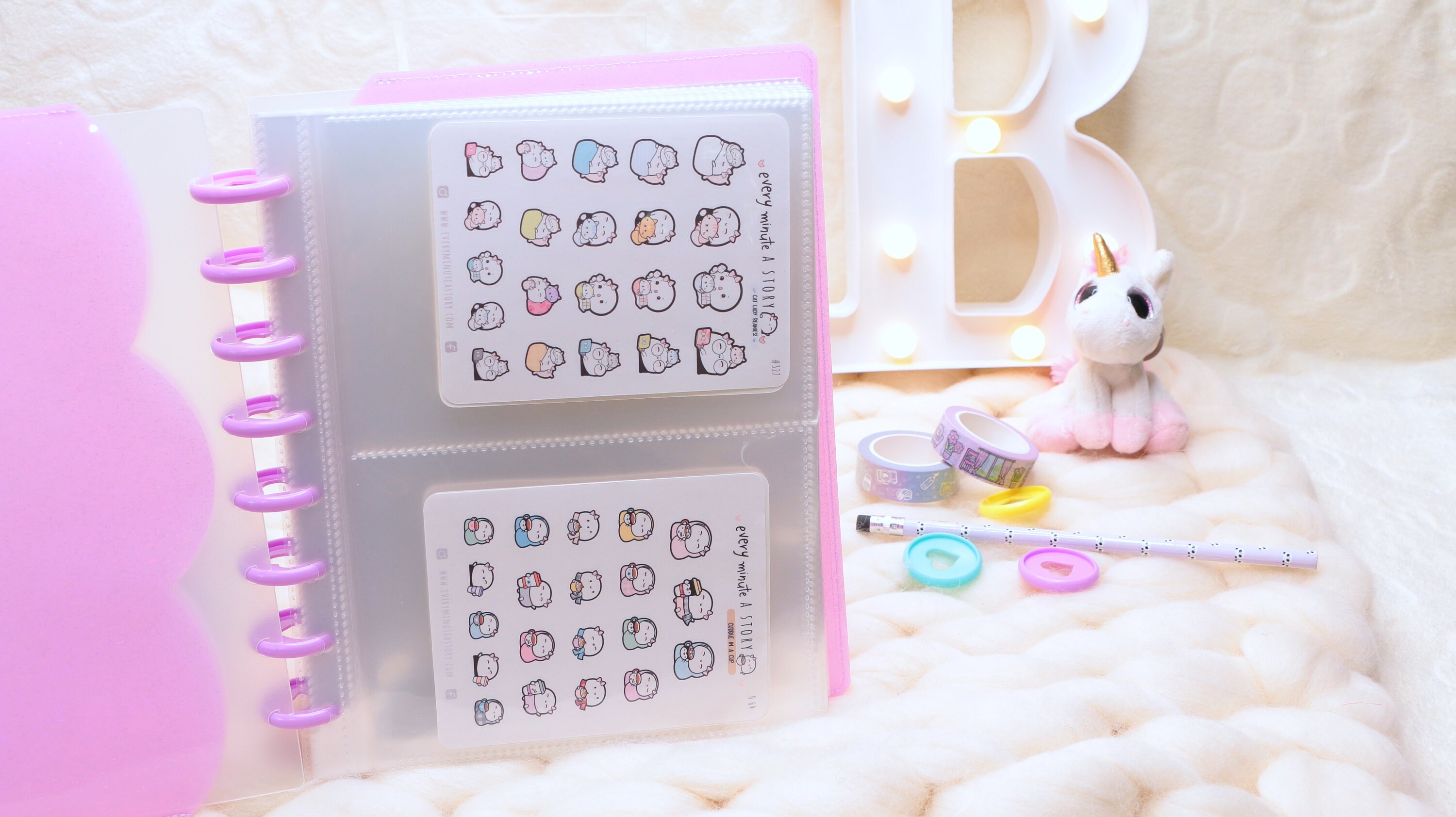 Stickers Album/stickers Storage Disc Album/glitter Pvc Lilac/disc Bound ...