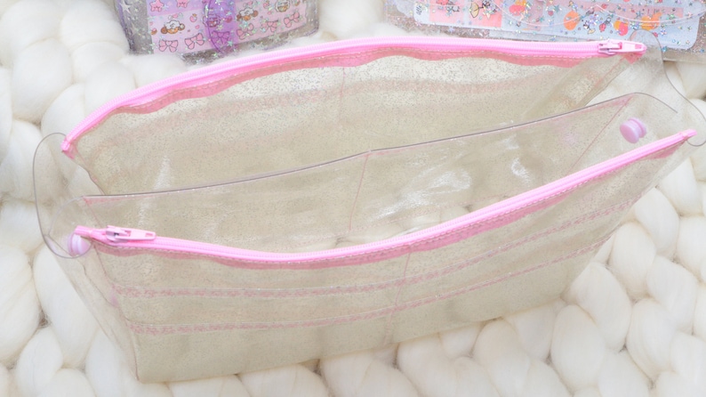 Glitter Pvc XL Planner and Bag Organizer with pockets and zip/Planner Accessories image 8