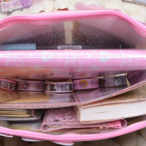Glitter Pvc XL Planner and Bag Organizer with pockets and zip/Planner Accessories image 2