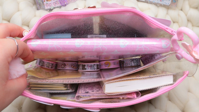 Glitter Pvc XL Planner and Bag Organizer with pockets and zip/Planner Accessories image 2