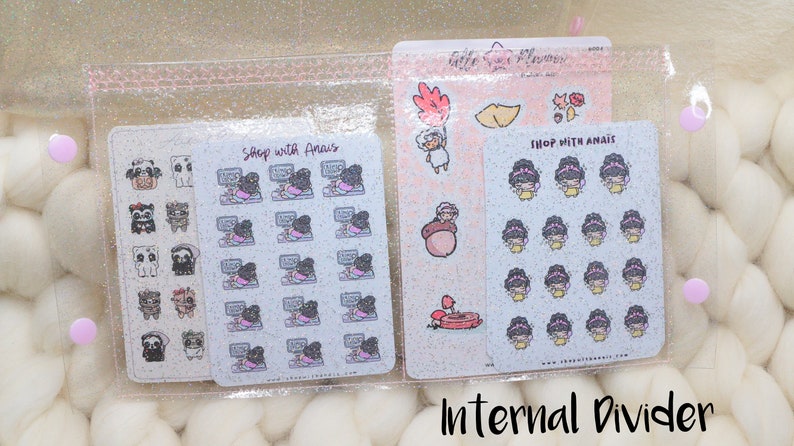 Glitter Pvc XL Planner and Bag Organizer with pockets and zip/Planner Accessories image 5