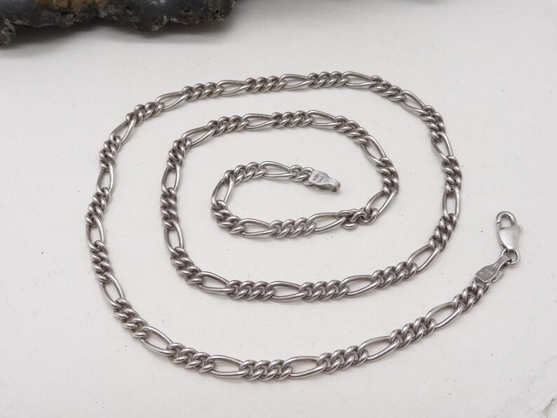 Vintage Italian Silver Figaro Link Chain Necklace 3 mm 18.25 Unisex