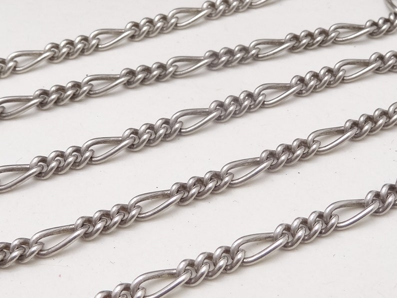 Vintage Italian Silver Figaro Link Chain Necklace 3 mm 18.25 Unisex