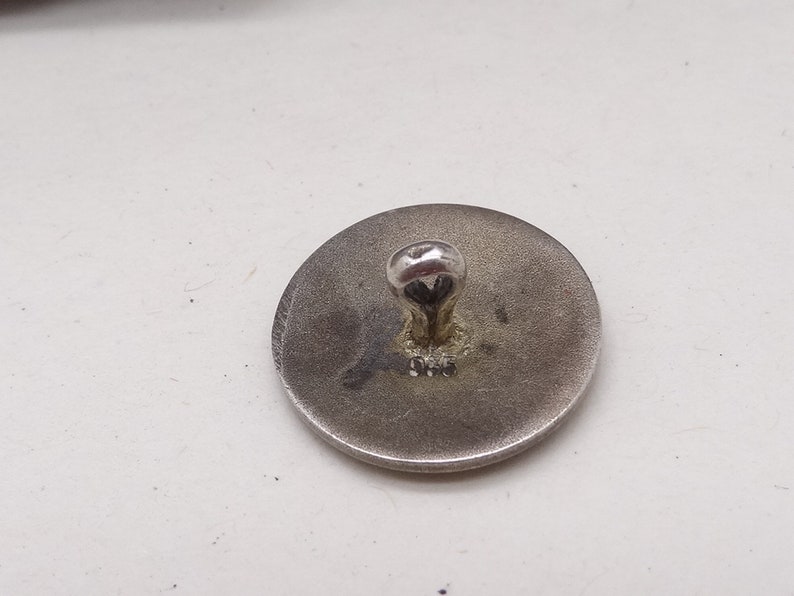 Antique Silver Monochrome Guilloche Enamelled Button Perfect condition