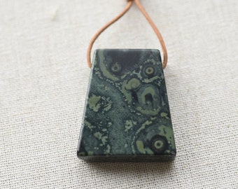 KAMBABA Necklace, Trapezoid Stone Necklace, Leather Cord, Rhyolite Stone, Gift for Her, Gift for Him, Rhyolite Trapezoid Necklace
