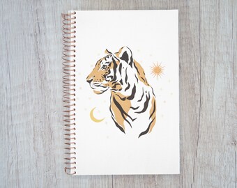 Tiger Notebook - Handcrafted Spiral Bound Journal - soft cover journal
