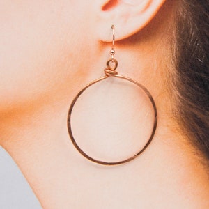 LARGE HANDCRAFTED COPPER Hoop Earrings - Hand forged Copper Hoop Earrings - Minimalist Hoop Earrings - Handmade Hoop Earrings