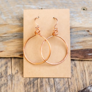 HANDCRAFTED COPPER HOOP Earrings - Hand forged Copper Hoop Earrings - Minimalist Hoop Earrings - Handmade Hoop Earrings
